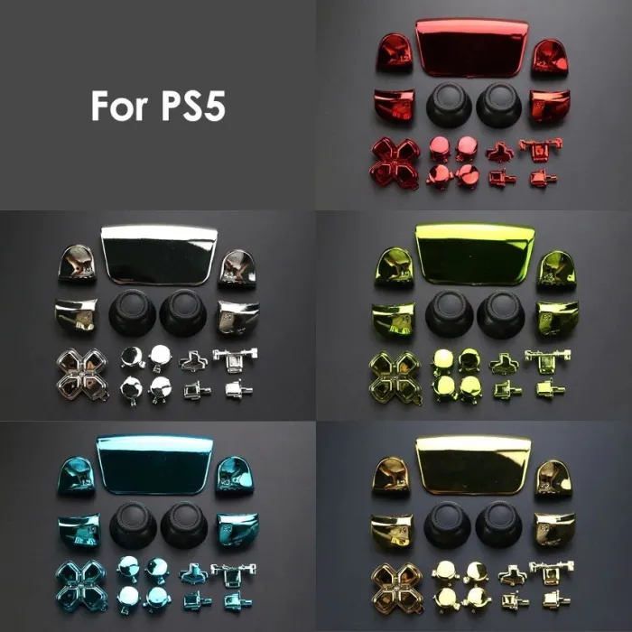 Full chrome set - for Playstation PS5 controller - buttons / thumbsticks / joystick cap / L1 / R1 / L2 / R2 / D-padAccessories