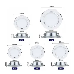LED ceiling light - recessed round lamp - 5W / 9W / 12W / 15W / 18W - AC 220V-240V - 10 piecesCeiling lights