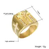Luxurious gold ring - with Jesus / cross / white cubic zirconia - unisexRings
