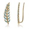 Elegant leaf shaped earrings - with crystals - 925 Sterling silver