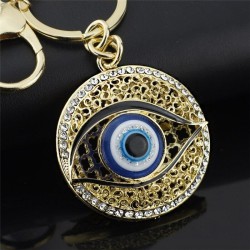 Round hollow keychain - with a crystal eye