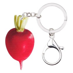 Metal keychain with acrylic red radish