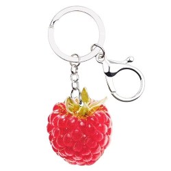 Metal keychain with acrylic raspberry