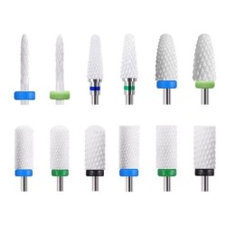 Replaceable rotary heads - bits - for electric nail drill - ceramic tungsten carbide - manicure / pedicure