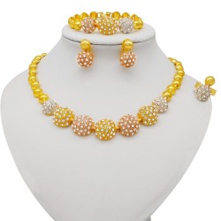 Luxurious jewellery set - necklace / bracelet / earrings / ring - 24K gold platedJewellery Sets