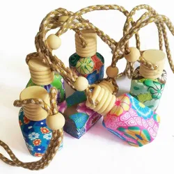 Mini empty colorful bottle - for fragrances - home / car air freshener - with screw cap - hanging rope - 12mlPerfumes