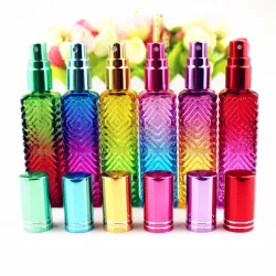 Colorful square glass bottle - with atomizer - refillable - for perfume - 15mlPerfumes