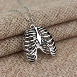Vintage skull rib cage pendant - with necklaceNecklaces