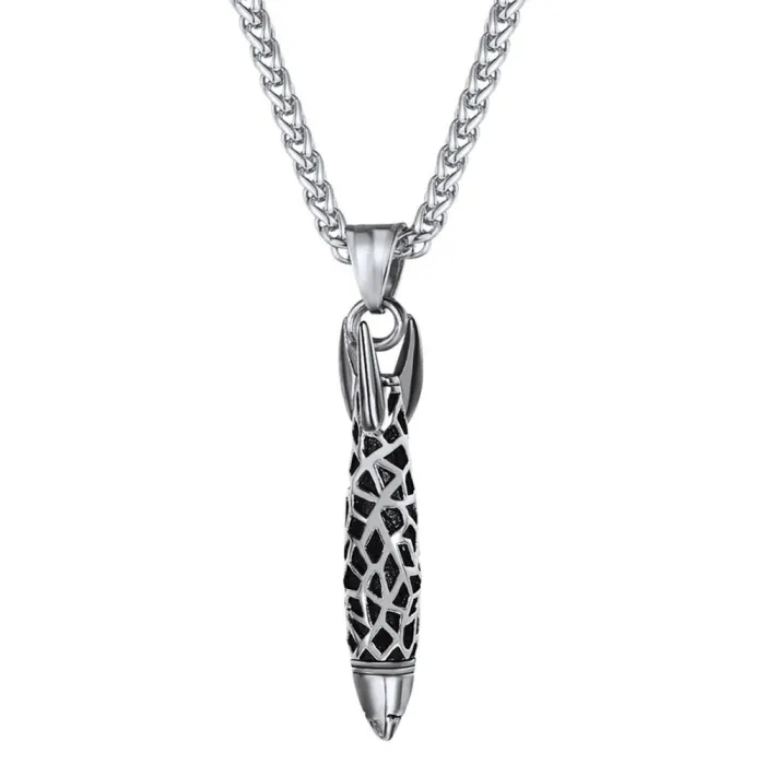 Bullet shaped pendant - with necklace - stainless steelNecklaces