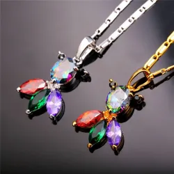 Elegant necklace with colorful crystal fishNecklaces
