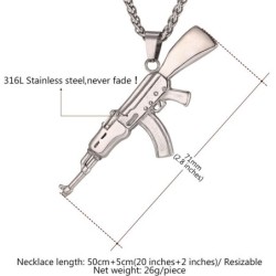AK47 assault rifle shaped pendant - stainless steel necklace - hip hop / army styleNecklaces