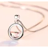 Round pendant with crystal - elegant necklace - 925 sterling silverNecklaces