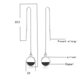 Elegant earrings with long chain / round pendant - 925 sterling silverEarrings