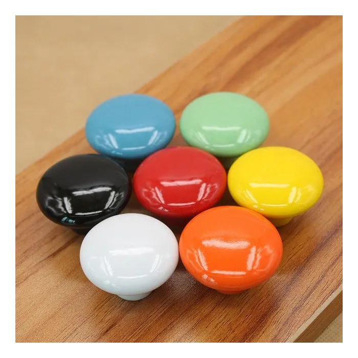 Ceramic round furniture knobs - for doors / cabinets / wardrobes / drawersFurniture