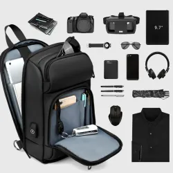 Fashionable shoulder laptop bag - backpack with USB charging port - waterproofBackpacks