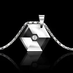 Hexagonal pendant with crystal - tungsten necklaceNecklaces