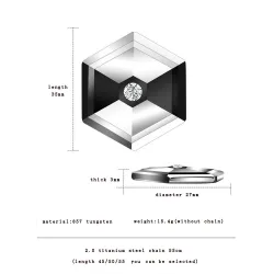 Hexagonal pendant with crystal - tungsten necklaceNecklaces