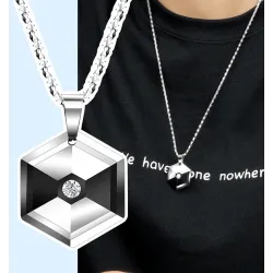 Hexagonal pendant with crystal - tungsten necklaceNecklaces