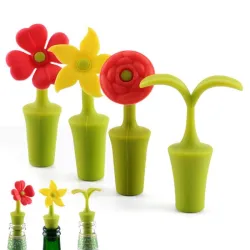 Wine bottle stopper - silicone - flowers shapedBar supply