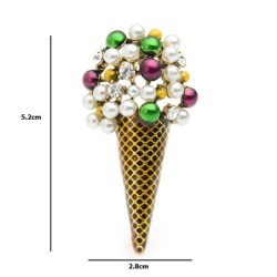 Ice cream shaped brooch - with colorful pearls / crystalsBrooches