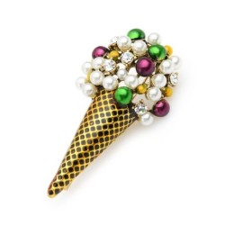 Ice cream shaped brooch - with colorful pearls / crystalsBrooches