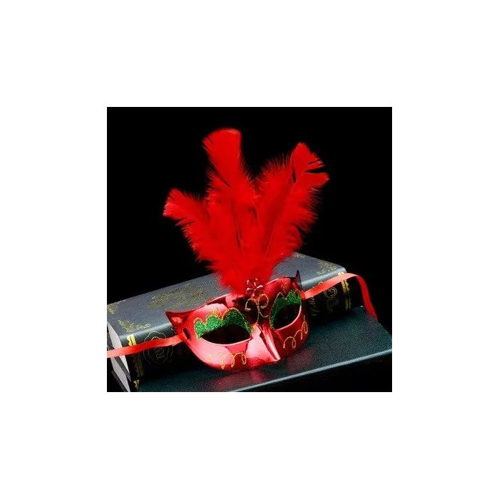 Fashionable Venetian eye mask - with feathers - sexy fox - masquerades / HalloweenMasks