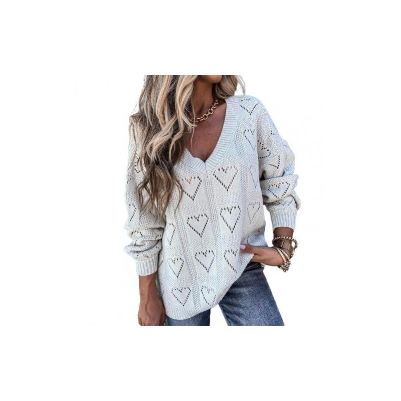 Classic loose sweater - crochet - hollow out heartsHoodies & Jumpers
