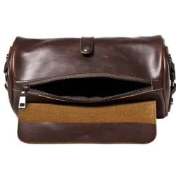 Trendy shoulder leather bag - cylindrical shapeBags