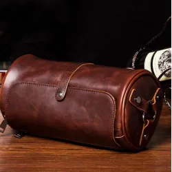 Trendy shoulder leather bag - cylindrical shapeBags