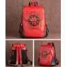 Women's retro backpack - floral embossing - genuine leather - large capacityBackpacks