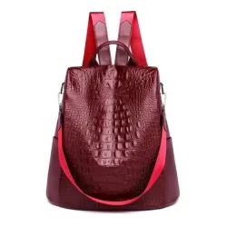 Fashionable vintage backpack - multifunction shoulder leather bag - snake skin patternBackpacks