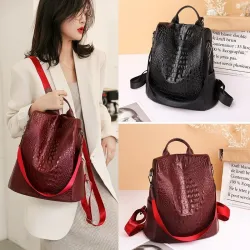 Fashionable vintage backpack - multifunction shoulder leather bag - snake skin patternBackpacks