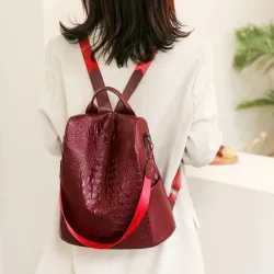 Fashionable vintage backpack - multifunction shoulder leather bag - snake skin patternBackpacks