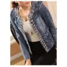 Fashionable short denim jacket - with sequins / crystals - slimJackets