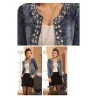 Fashionable short denim jacket - with sequins / crystals - slimJackets