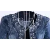 Fashionable short denim jacket - with sequins / crystals - slimJackets