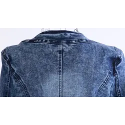 Fashionable short denim jacket - with sequins / crystals - slimJackets