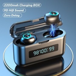 Wireless sports headphones - earbuds - waterproof - Bluetooth- with microphone / 2200Mah charging box