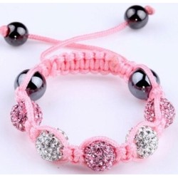 Stylish bracelet with crystal / black beads - adjustable - 4 pieces