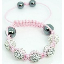 Stylish bracelet with colorful crystal balls / black beads - adjustable - 2 pieces