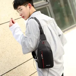 Stylish shoulder / chest bag - small backpack - with earphones jack holeBags