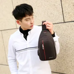 Stylish shoulder / chest bag - small backpack - with earphones jack holeBags