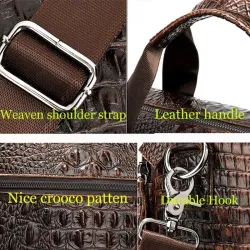 Luxurious leather handbag - with shoulder strap - crocodile skin pattern - genuine leatherBags