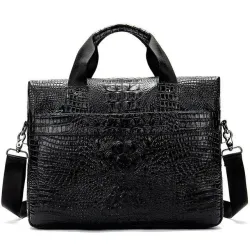 Luxurious leather handbag - with shoulder strap - crocodile skin pattern - genuine leatherBags