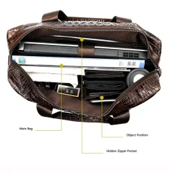 Luxurious leather handbag - with shoulder strap - crocodile skin pattern - genuine leatherBags