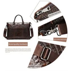 Luxurious leather handbag - with shoulder strap - crocodile skin pattern - genuine leatherBags