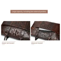 Luxurious leather handbag - with shoulder strap - crocodile skin pattern - genuine leatherBags