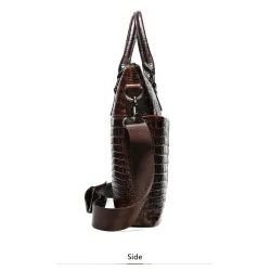 Luxurious leather handbag - with shoulder strap - crocodile skin pattern - genuine leatherBags