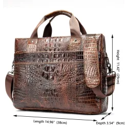 Luxurious leather handbag - with shoulder strap - crocodile skin pattern - genuine leatherBags