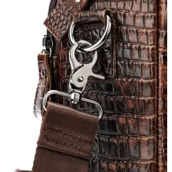 Luxurious leather handbag - with shoulder strap - crocodile skin pattern - genuine leatherBags